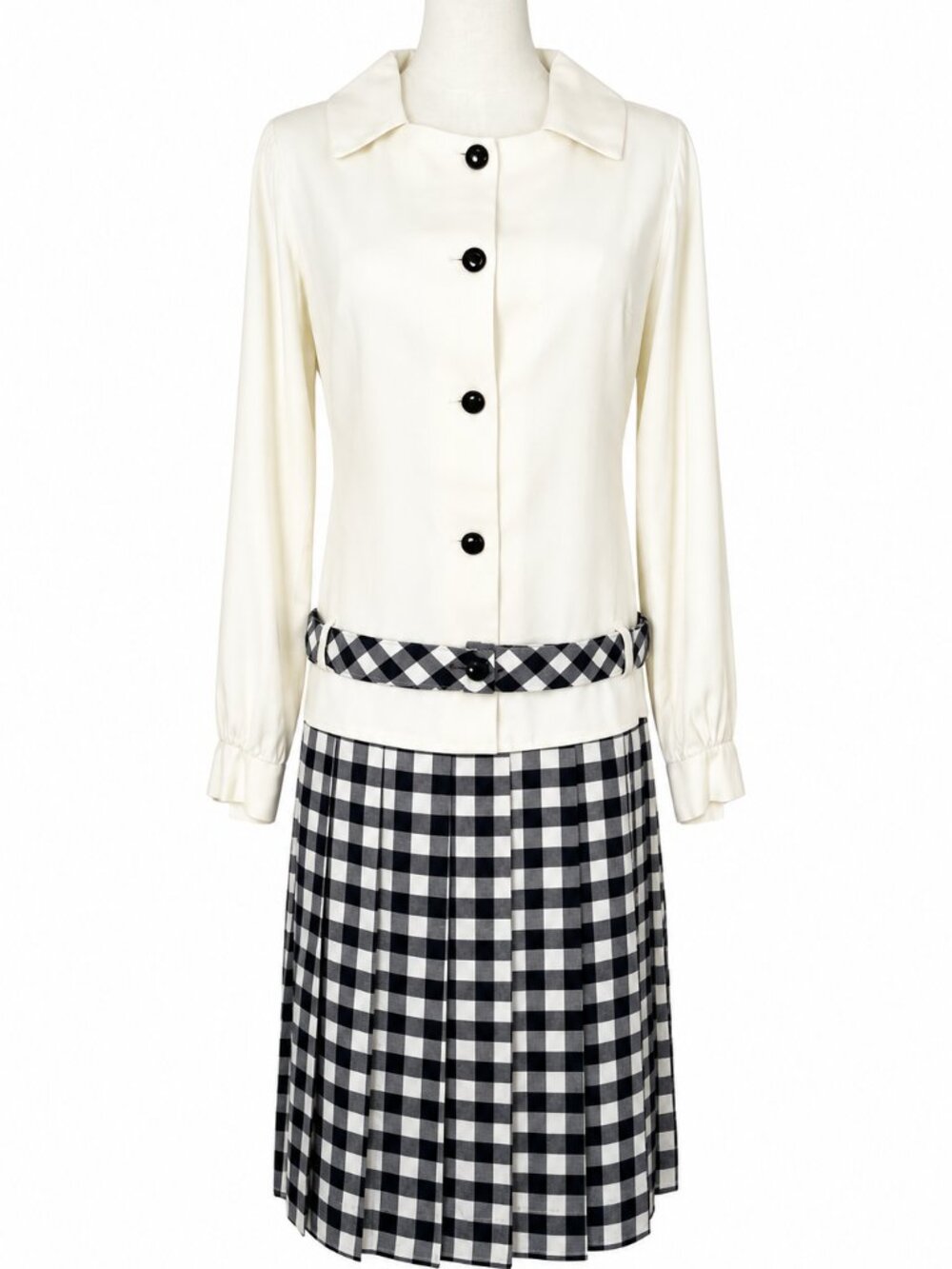Vintage Gingham Midi Dress Women S Black White Cottagecore Old Money Aesthetic - Picture 2 of 14